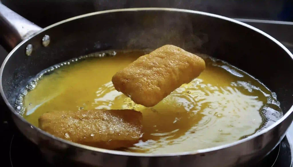 Paneer being fried, The Paneer Pakora recipe